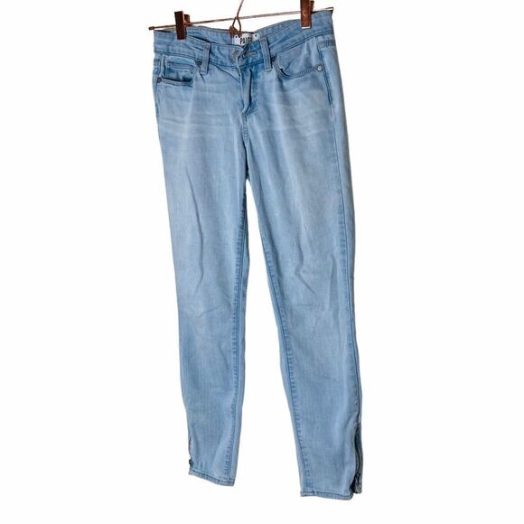 EUC Paige Premium Denim Light Was Ankle Zip Skinny Jeans 25 - Picture 1 of 4